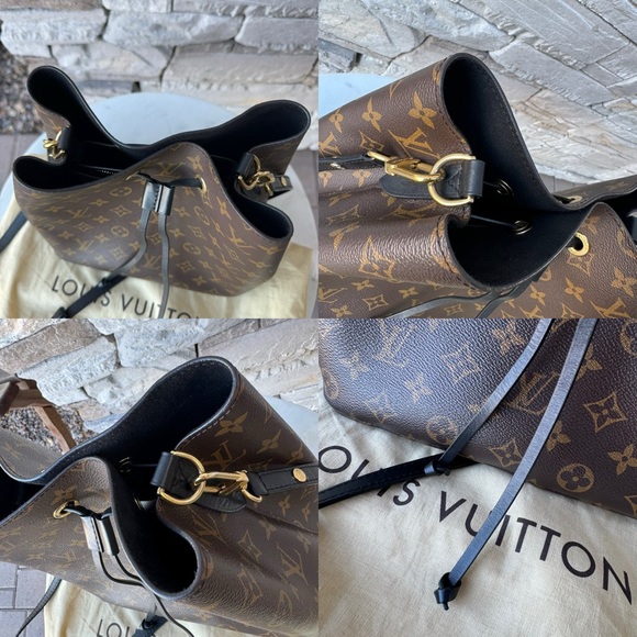 SOLD Louis Vuitton Monogram Neonoe MM Black Bucket Bag - Picture 8 of 14